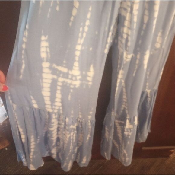 Japan strapless tie-dyed wide ruffled leg jumpsuit - Picture 3 of 10